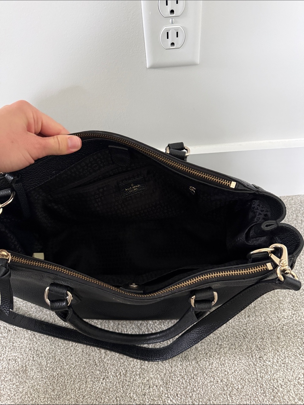 kate spade Black Pebbled Leather Satchel with Gold Hardware - Picture 2 of 6
